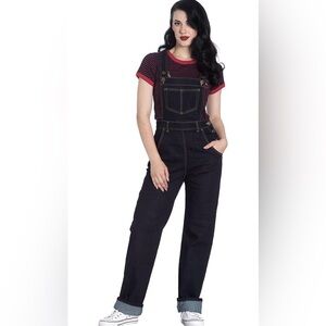 Hell Bunny Dark Blue Denim Overalls XS